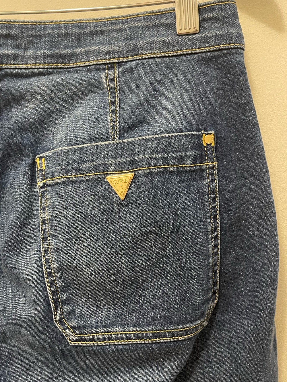 Guess Dark Blue Button-Front Denim Bermuda Shorts - Picture 7 of 10